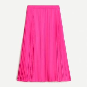 NWT J Crew Pleated hot pink midi skirt size 6